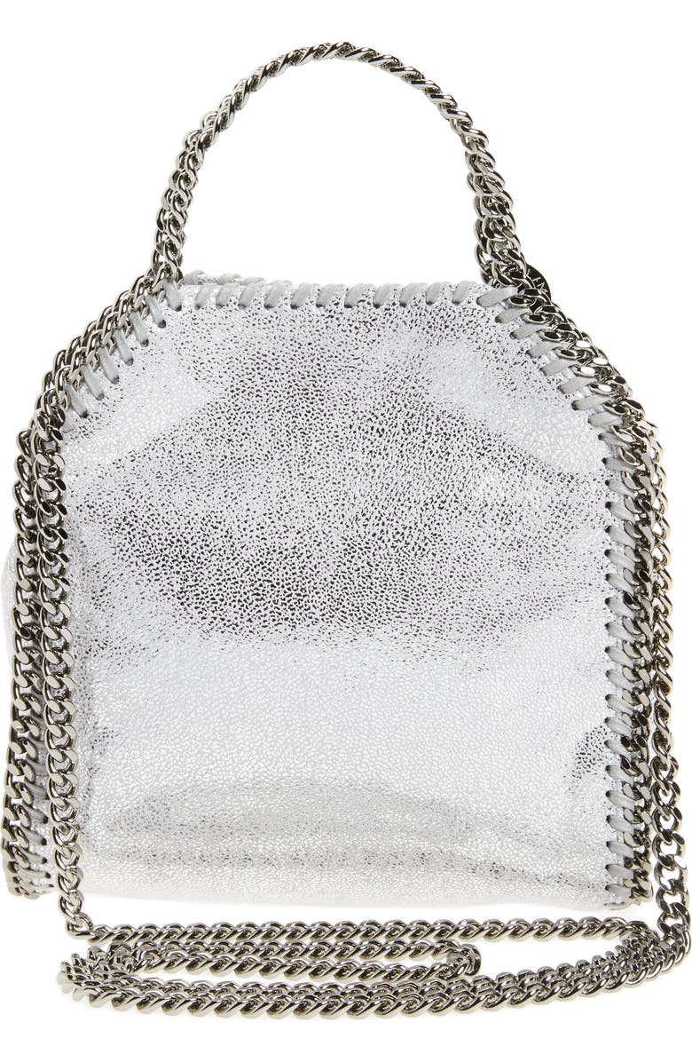 Stella McCartney 'Tiny Falabella' Metallic Faux Leather Crossbody Bag, Alternate, color,