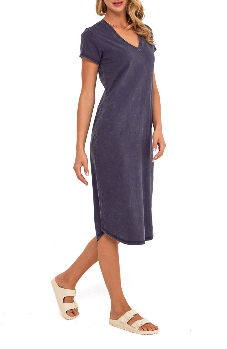 Threads 4 Thought Ethel Mineral Wash V-Neck Cotton Midi Dress, Alternate, color, Stargazer