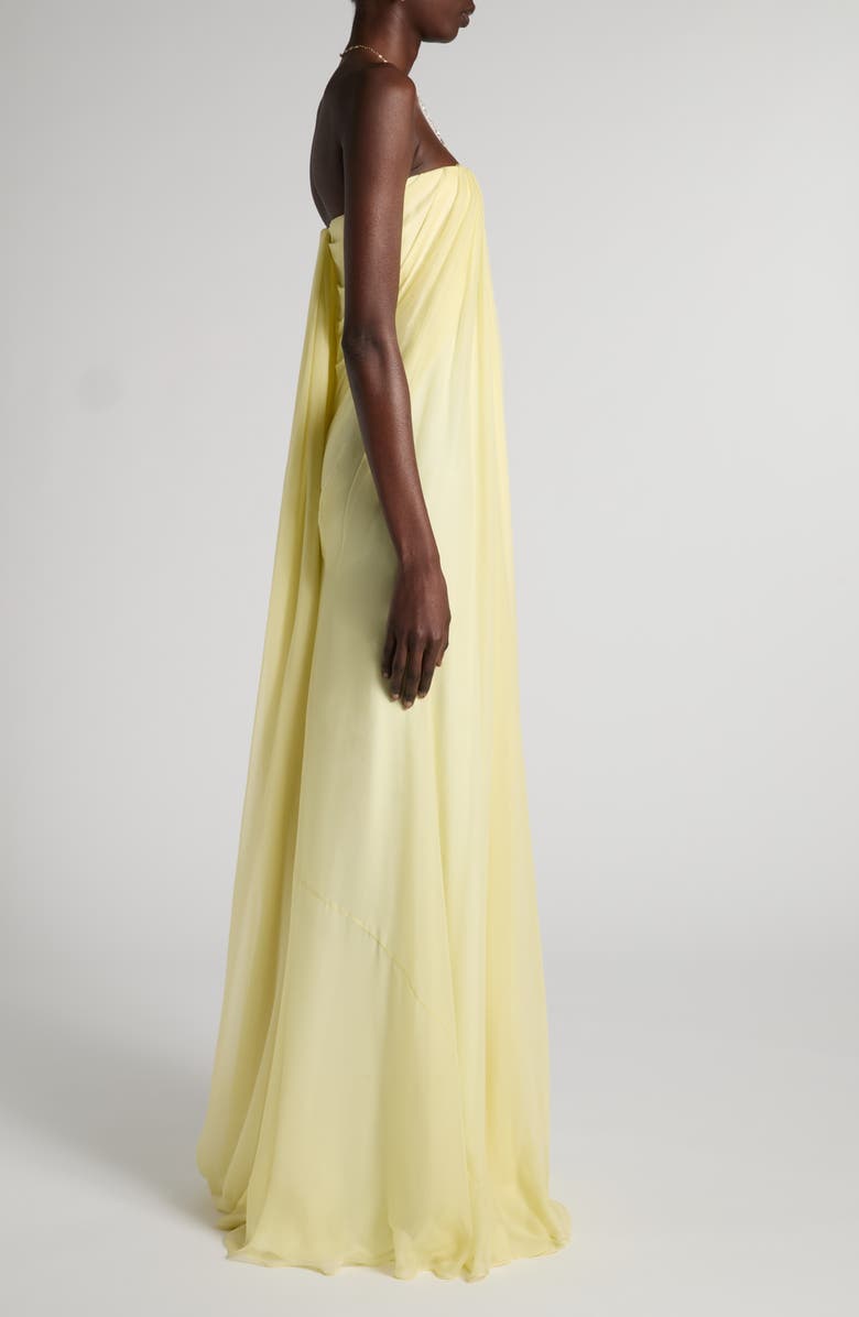 McQueen Draped Strapless Silk Chiffon Gown, Alternate, color, Sherbet