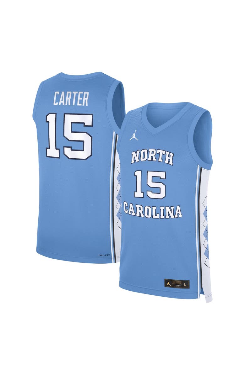 Jordan Brand Men
s Jordan Brand Vince Carter Carolina Blue North Carolina Tar Heels Road Replica Basketball Jersey, Alternate, color, Light Blue
