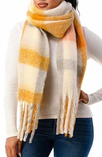 MARCUS ADLER Fringe Plaid Scarf