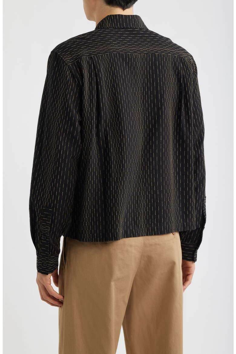 Leland Stripe Boxy Button-Up Shirt, Alternate, color, BLACK
