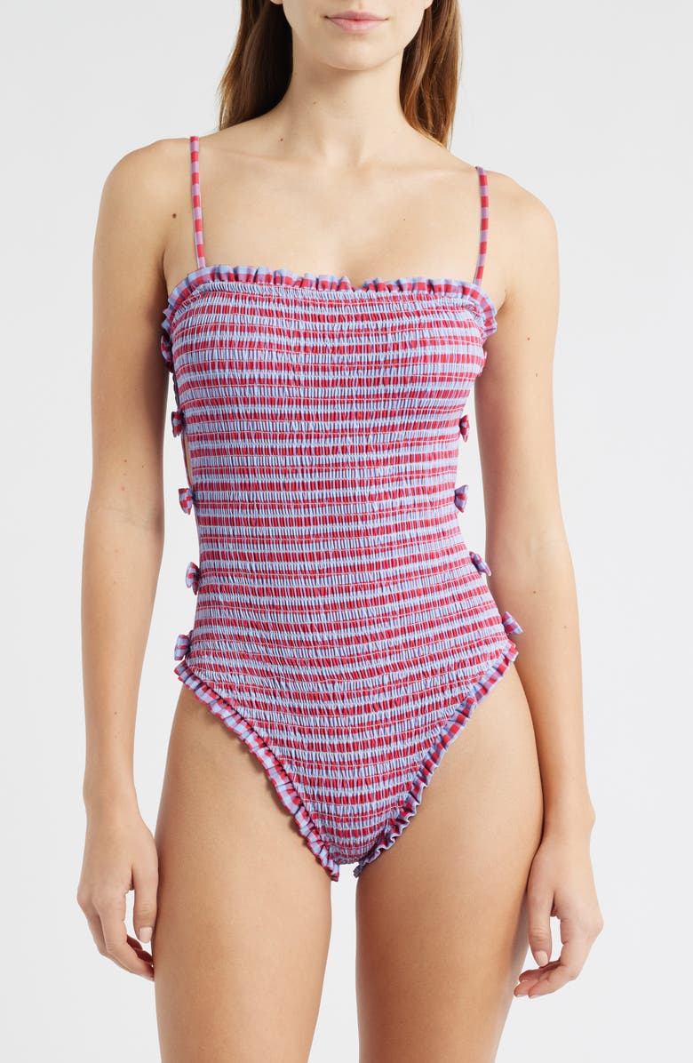 Damson Madder Betty Plaid One Piece Swimsuit, Main, color, 
