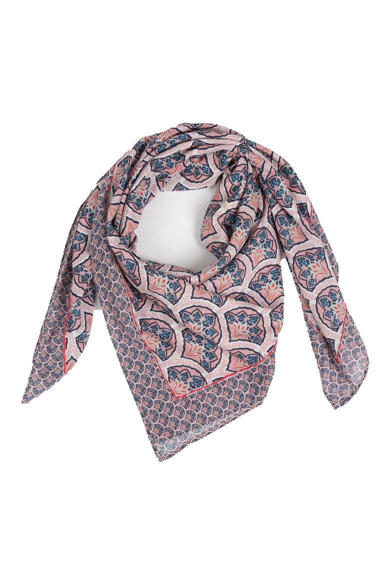 Geometric Cotton Scarf, Alternate, color, DUSTY PINK