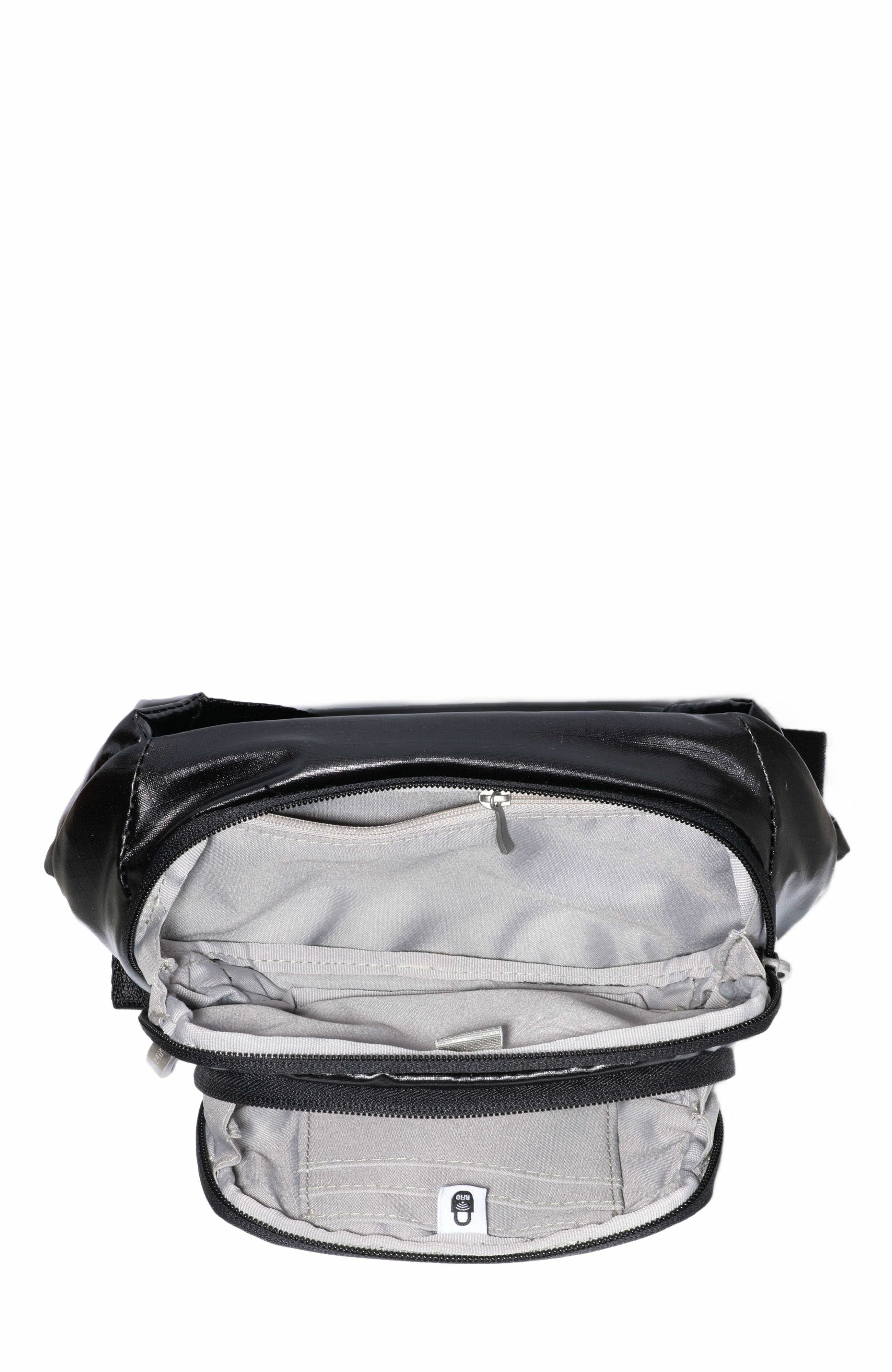 BAGGALLINI On the Go Belt Bag Waist Pack, Alternate, color, Black Gloss Ripstop