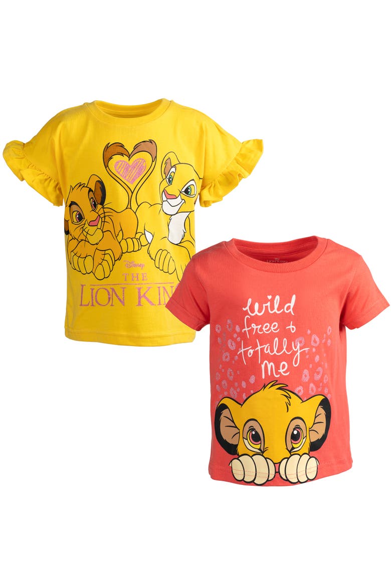 Lion King 2-Pack Short Sleeve T-Shirts, Main, color, Simba Nala Yellow