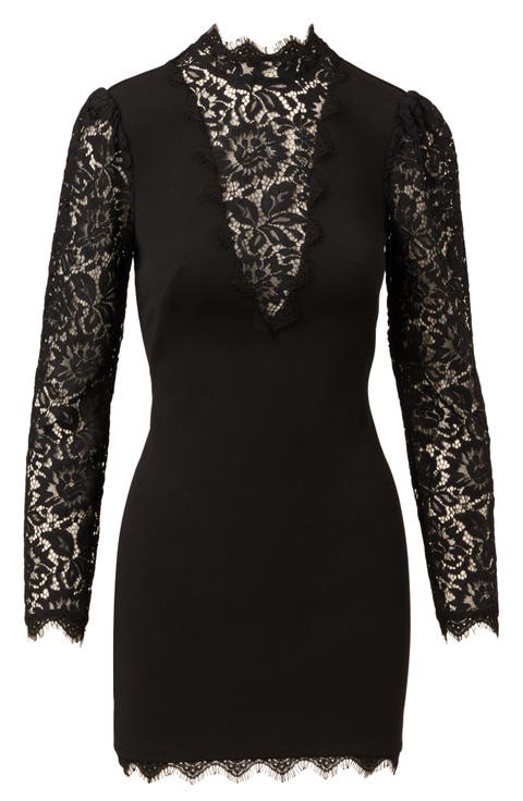 Lace & Crepe Sheath Minidress