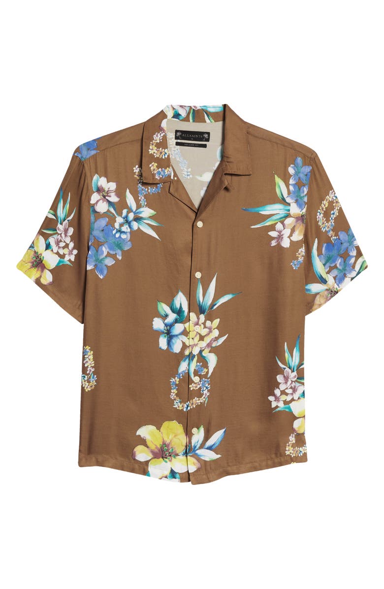 AllSaints Hana Floral Short Sleeve Button-Up Camp Shirt, Alternate, color, 