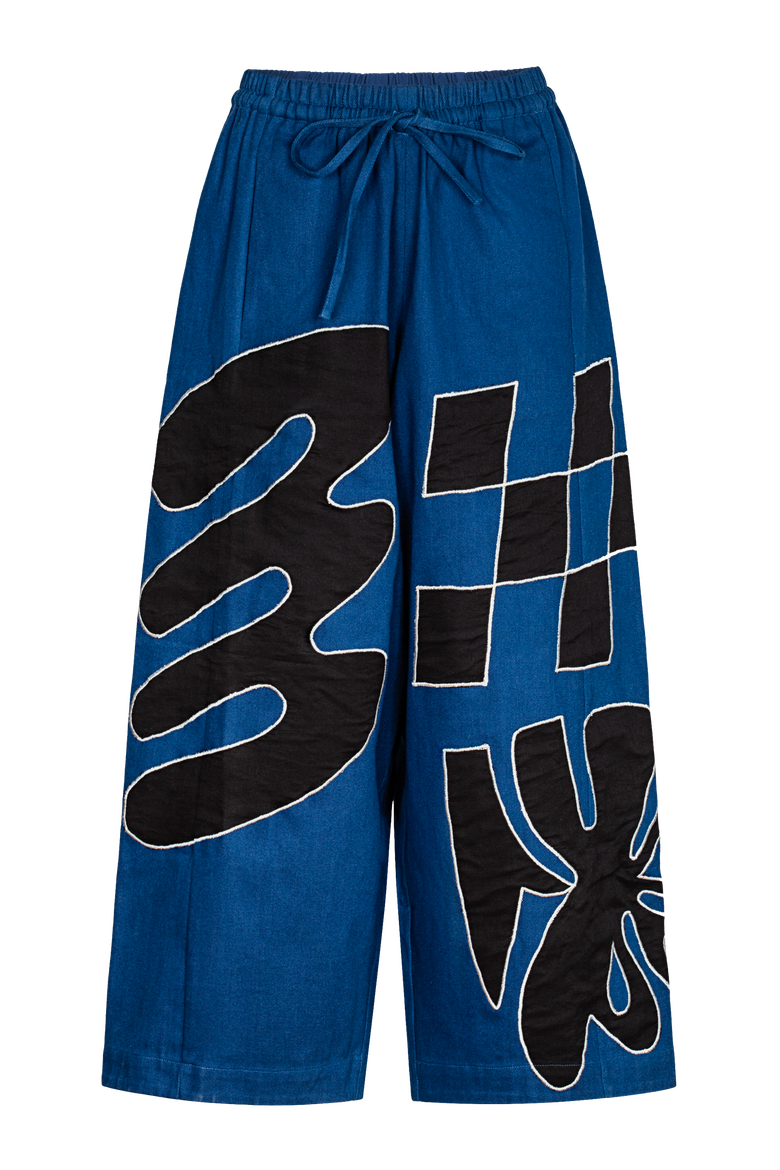 Yamina Abstract Applique Wide Leg Pant, Main, color, Orgone Applique