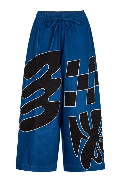 Yamina Abstract Applique Wide Leg Pant