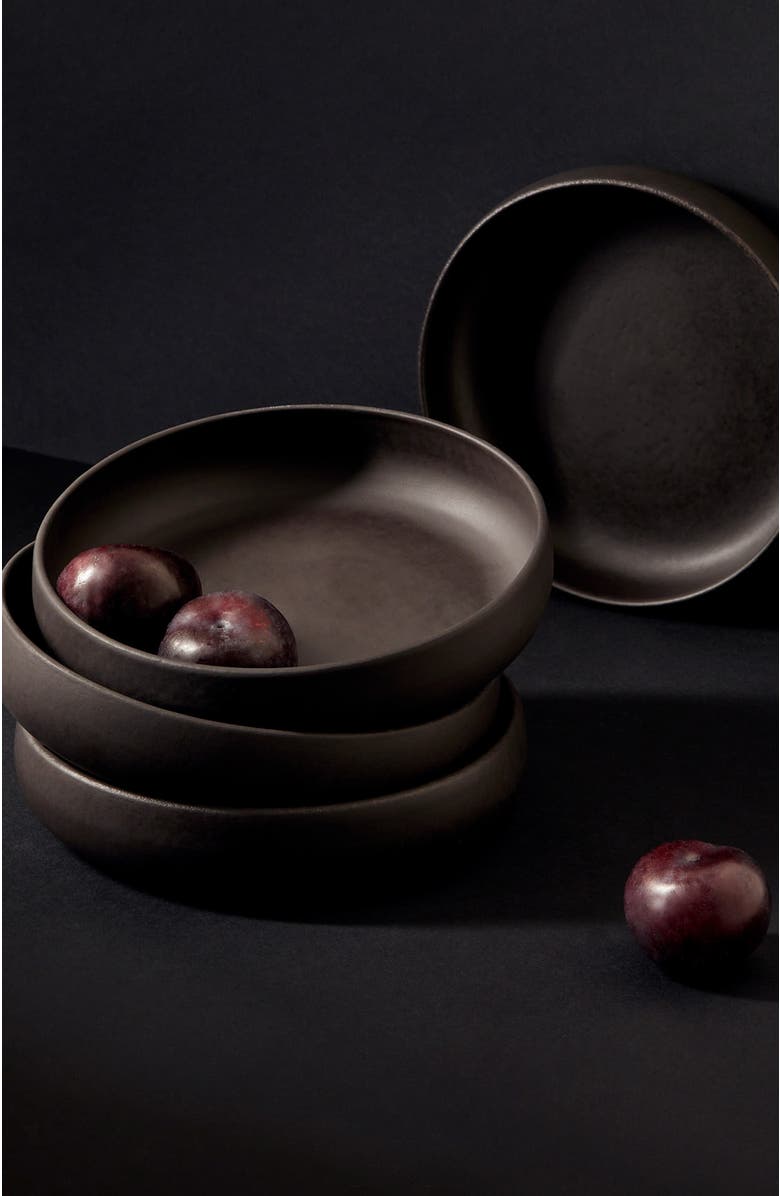 Gharyan Stoneware Tunisian Pasta Bowls Set of 4, Alternate, color, Black