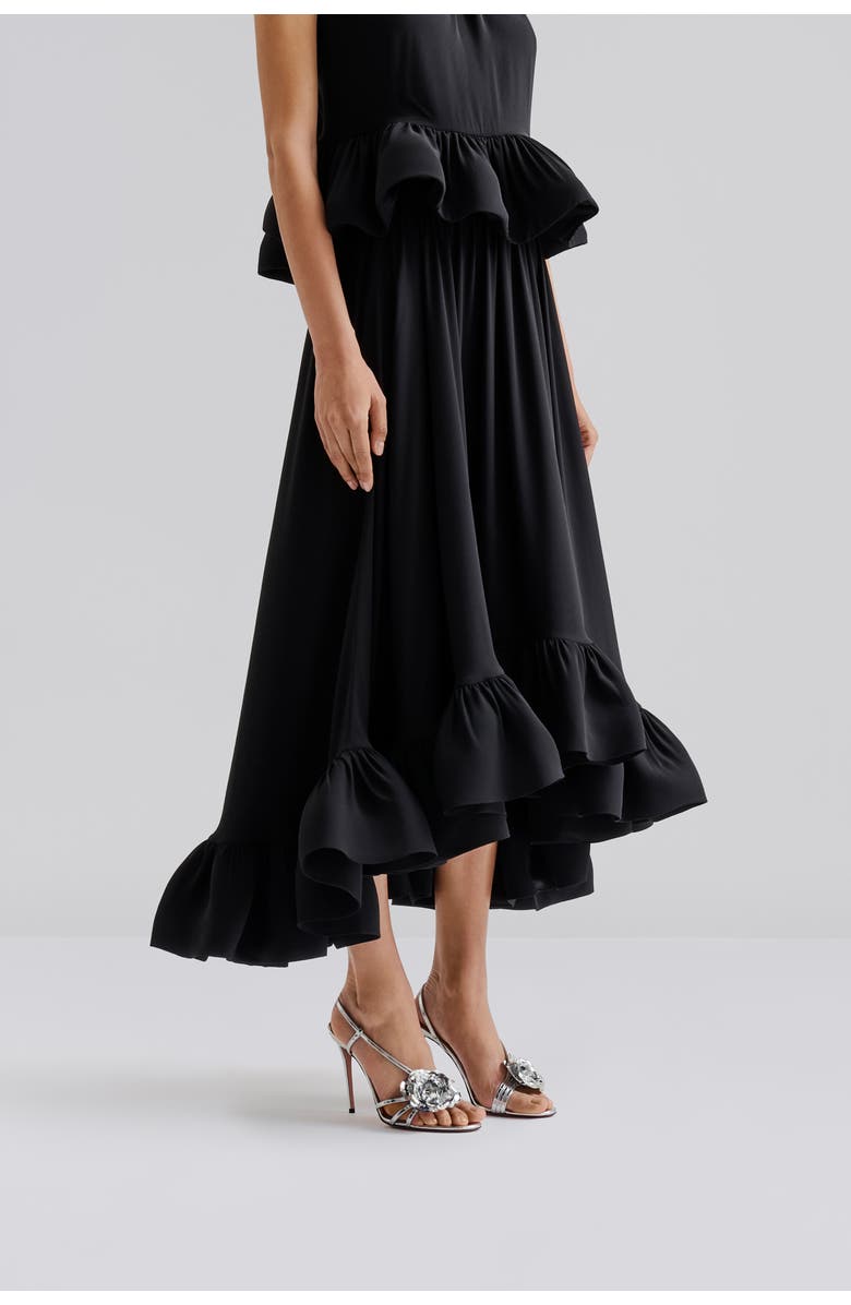 Malina Adriana Frilled Hem Midi Skirt, Alternate, color, Black