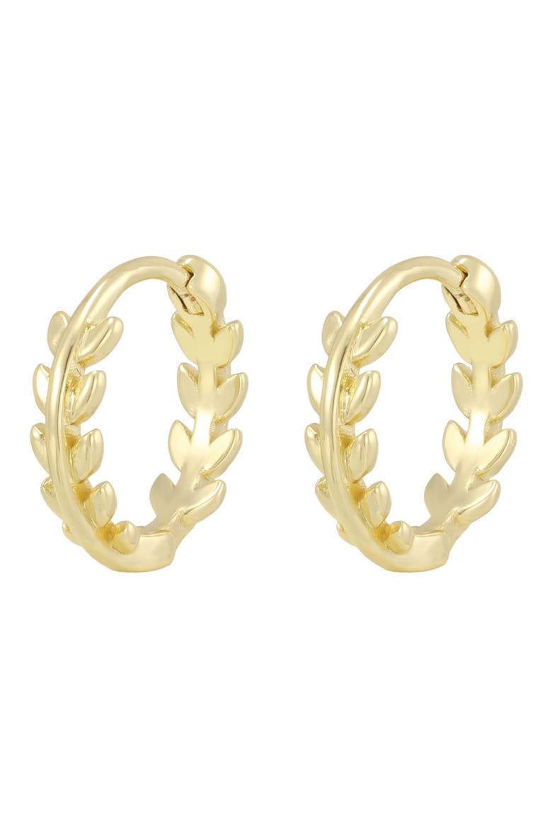 Leaf Huggie Hoop Earrings, Alternate, color, GOLD