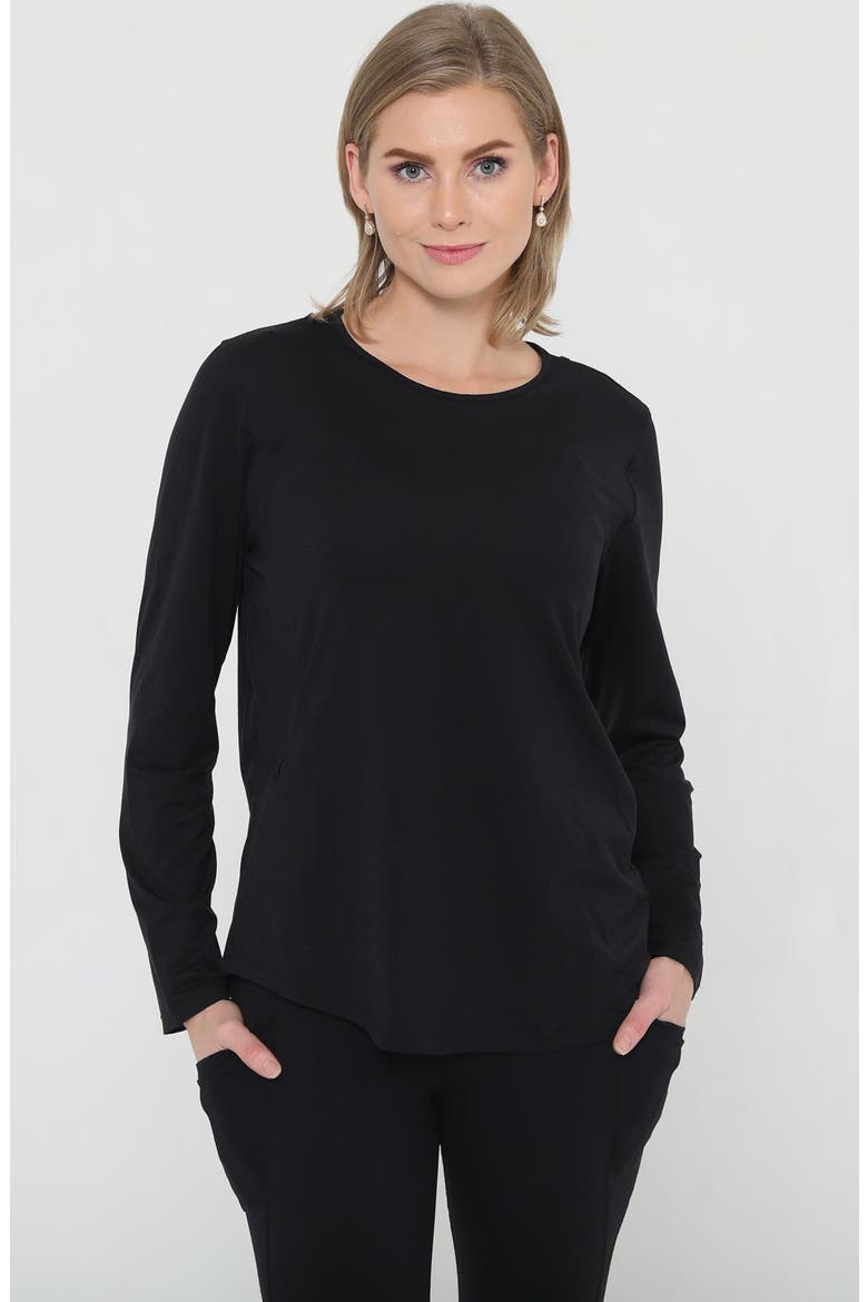 Harper Cross Back Long Sleeve Nursing Top, Main, color, Noir