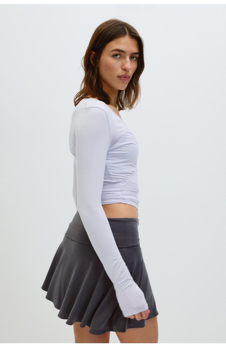 H&M Foldover-waist Asymmetric Yoga Skirt, Alternate, color, Dark Gray