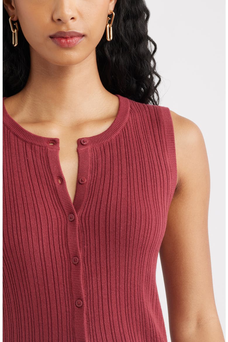 Button Front Rib Tank, Alternate, color, RED RUBY