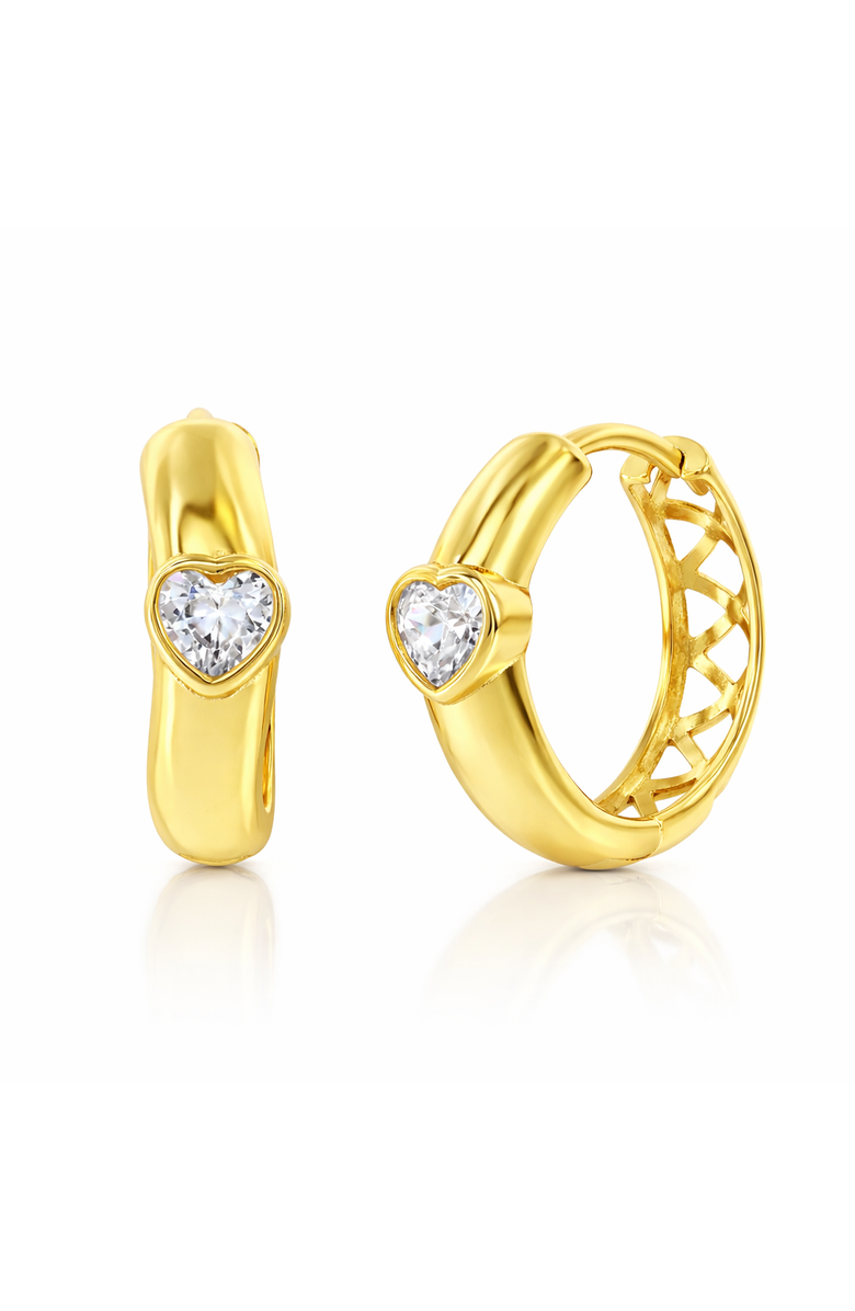 Donatello Gian Sterling Silver Crystal Heart Earrings, Main, color, Gold