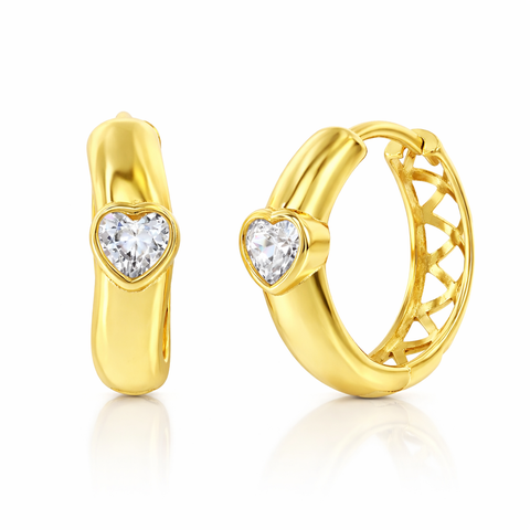 Sterling Silver Crystal Heart Earrings