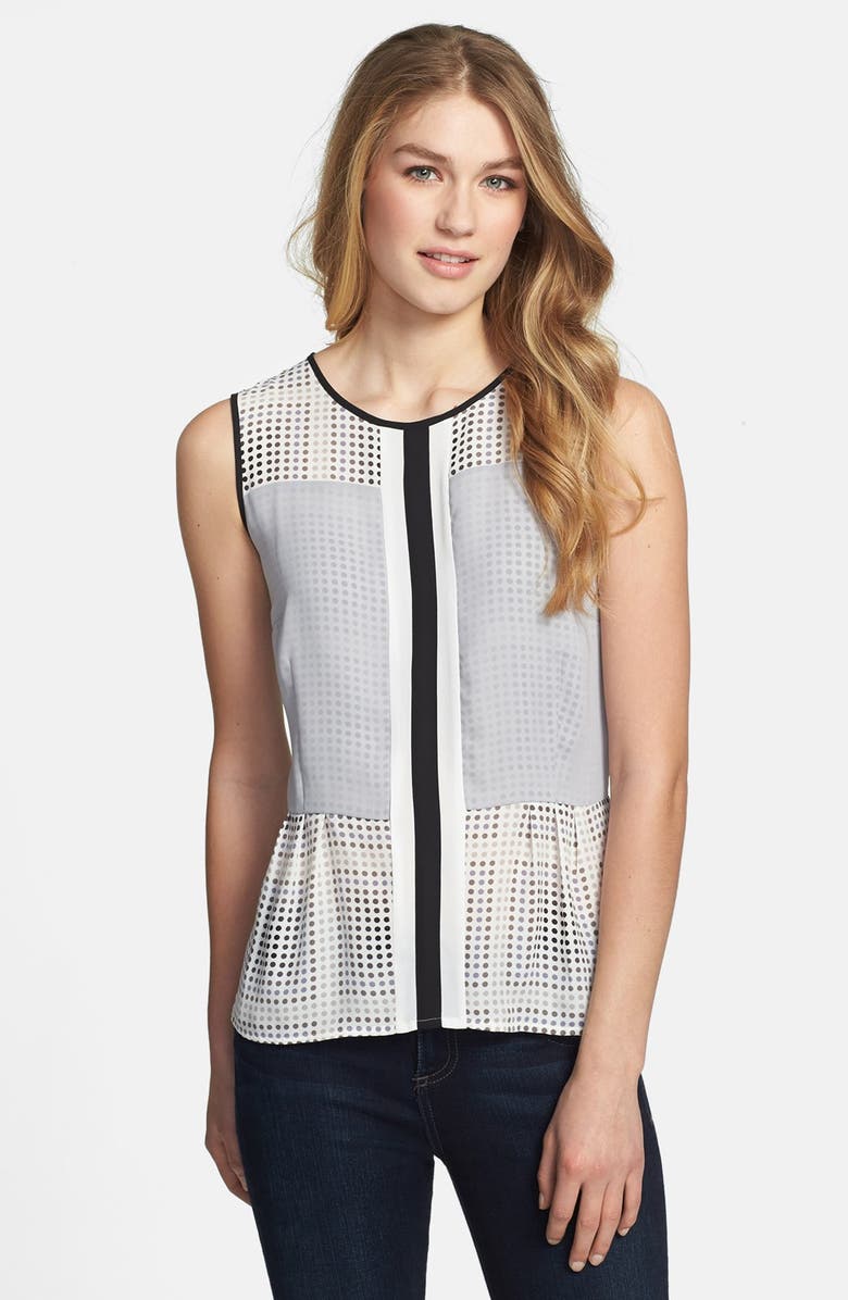 Halogen<sup>®</sup> Sheer Overlay Pleated Peplum Top, Main, color, 