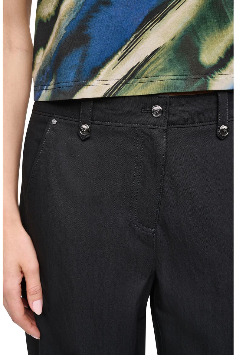 Barrel Leg Sanded Twill Pants, Alternate, color, BLACK