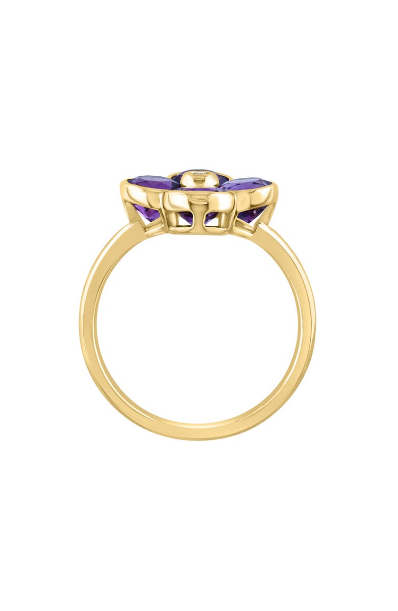 EFFY 14K Yellow Gold Floral Amethyst & Diamond Ring, Alternate, color, 