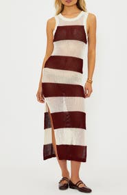 Beach Riot Holly Stripe Sheer Open Knit Cover-Up Dress
