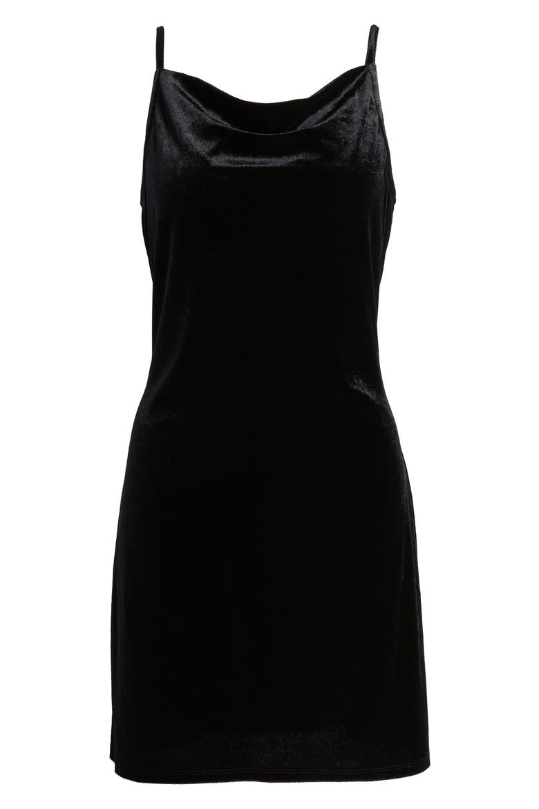 Cowl Neck Slipdress, Alternate, color, BLACK