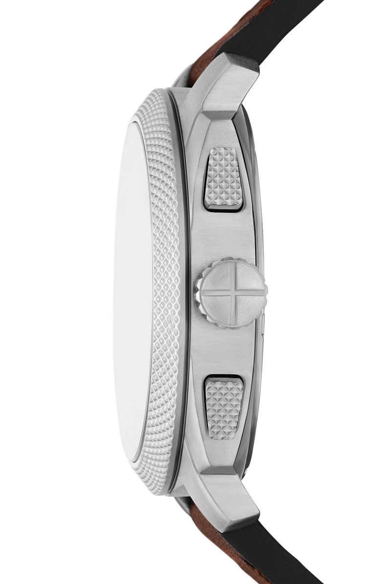 Fossil Machine Chronograph Leather Strap Watch, 44mm, Alternate, color, Brown Green