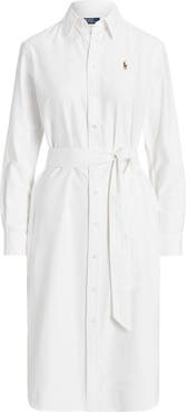 Polo Ralph Lauren Belted Long Sleeve Cotton Oxford Shirtdress