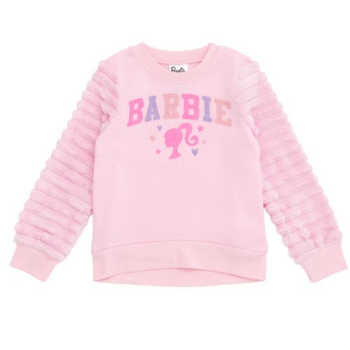 Barbie Faux Fur Pullover Sweatshirt In Pink