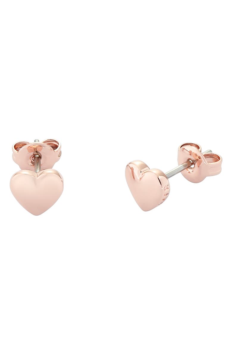 Ted Baker London Harly Heart Stud Earrings, Alternate, color, Rose Gold