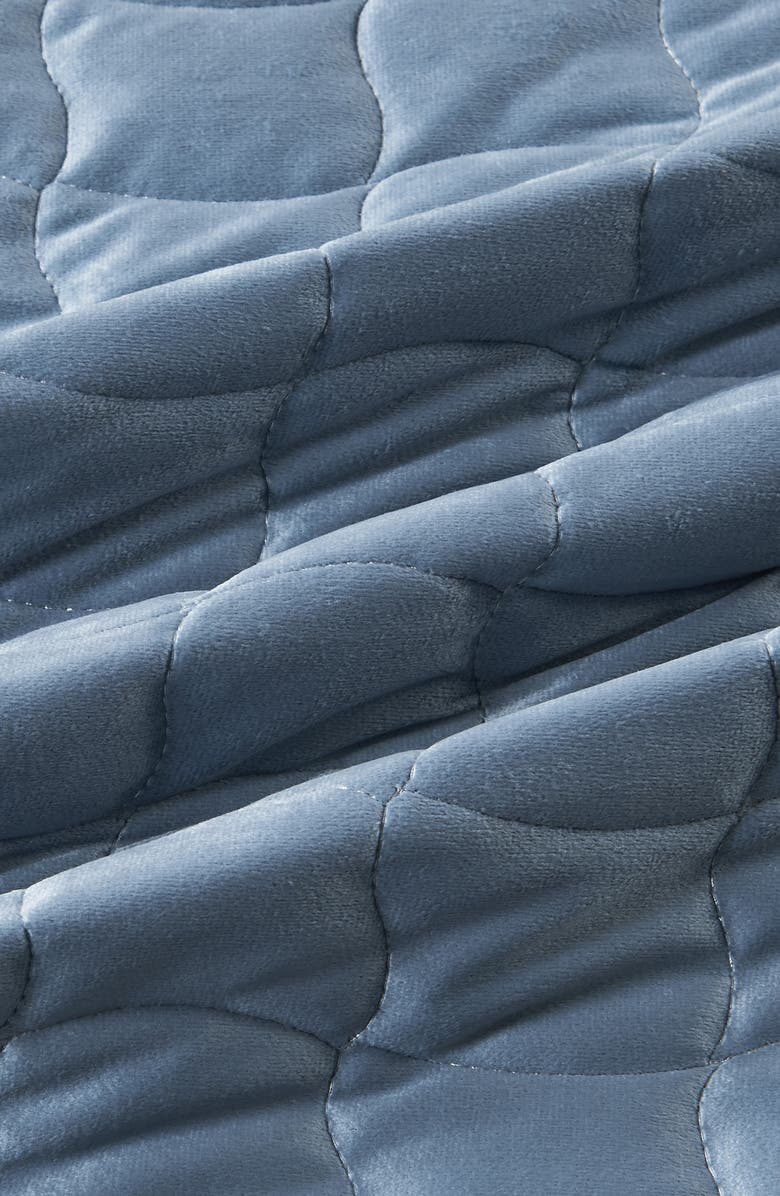 Woven & Weft Velvet Box Stitch Quilt Set, Alternate, color, Steel Blue