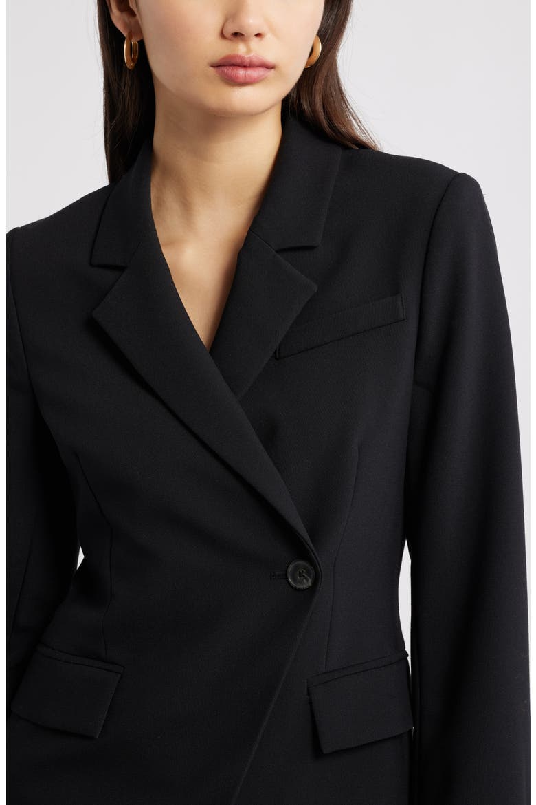 The Icon Asymmetric Fitted Blazer, Alternate, color, BLACK