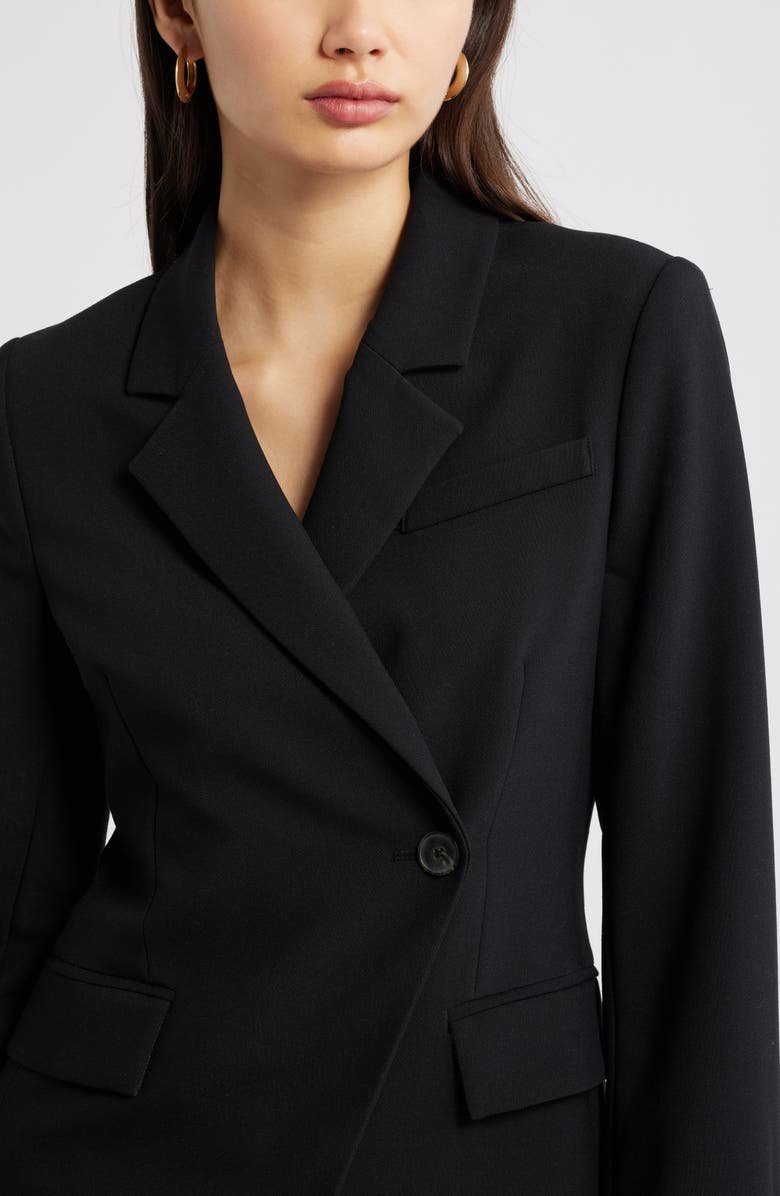 Open Edit Asymmetric Fitted Blazer, Alternate, color, Black