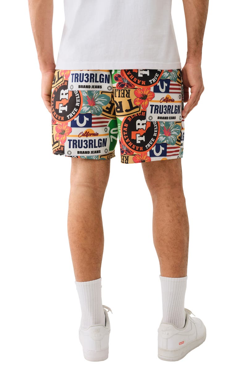 True Religion Logo Print Board Shorts, Alternate, color, 
