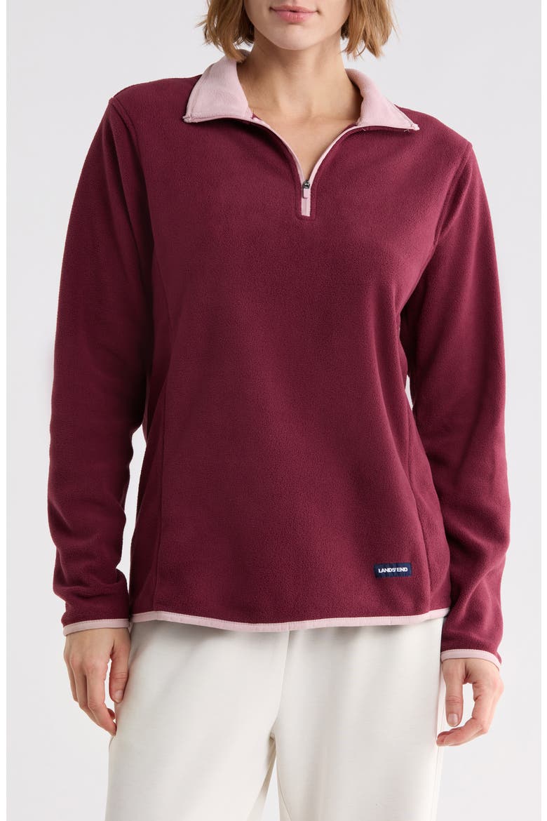 Quarter Zip Fleece Insulated Pullover Jacket, Main, color, WINE