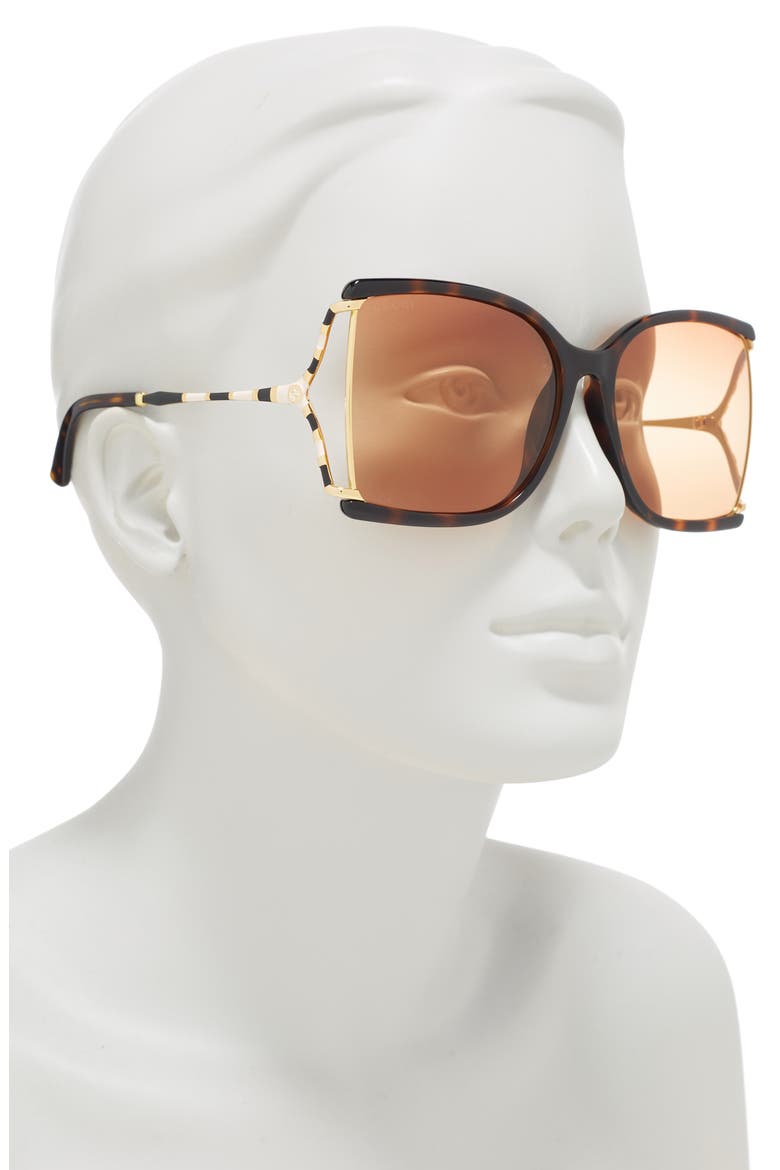 61mm Square Sunglasses, Alternate, color, HAVANA GOLD ORANGE
