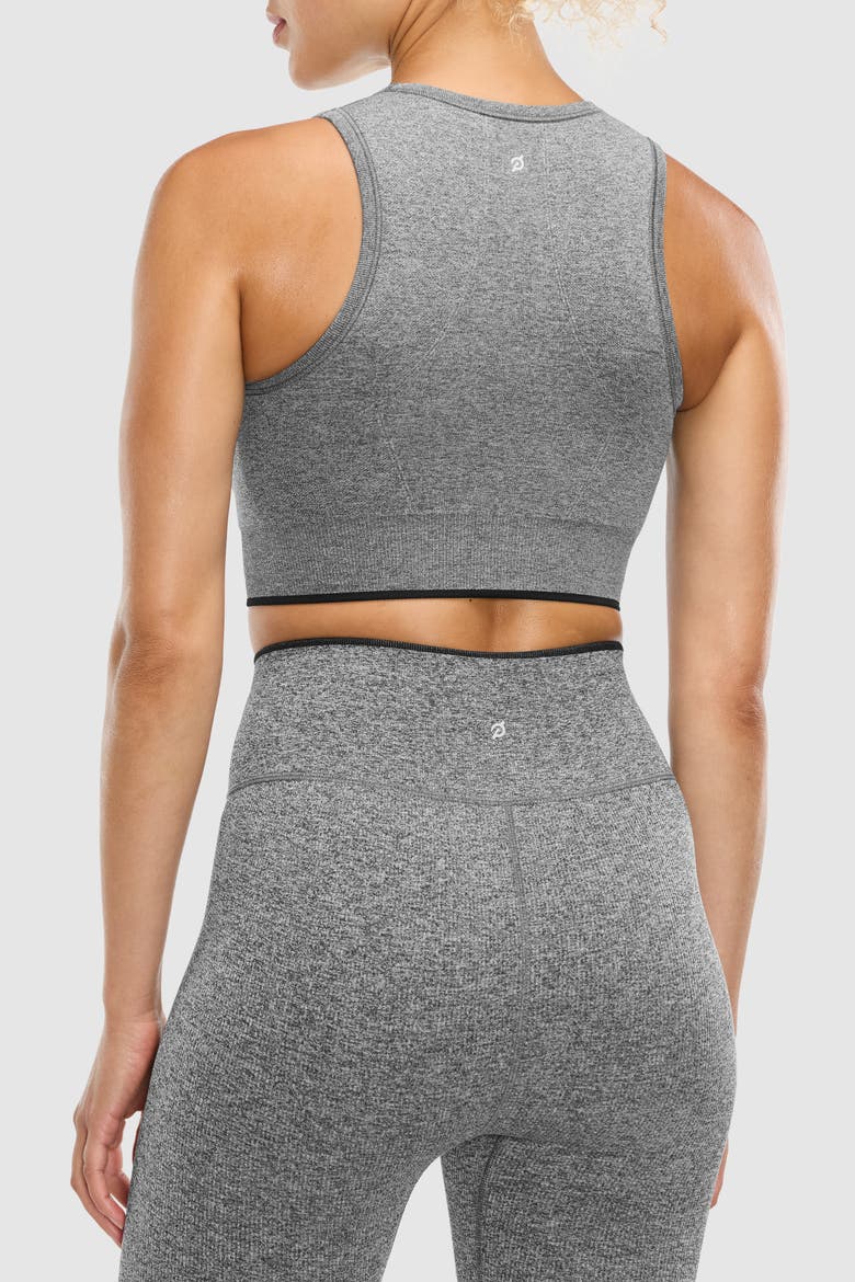 Seamless Melange High Neck Bra, Alternate, color, Black