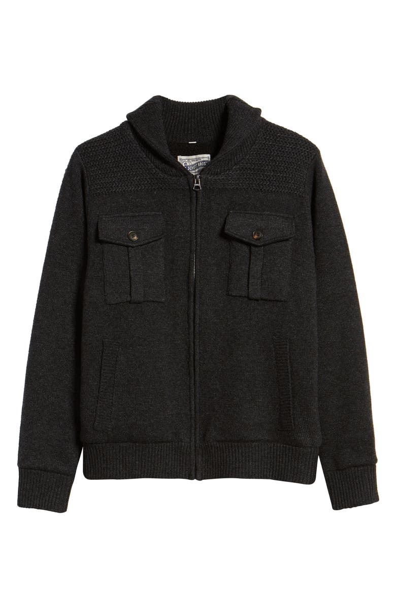 Schott NYC Wool Blend Zip Cardigan, Alternate, color, 