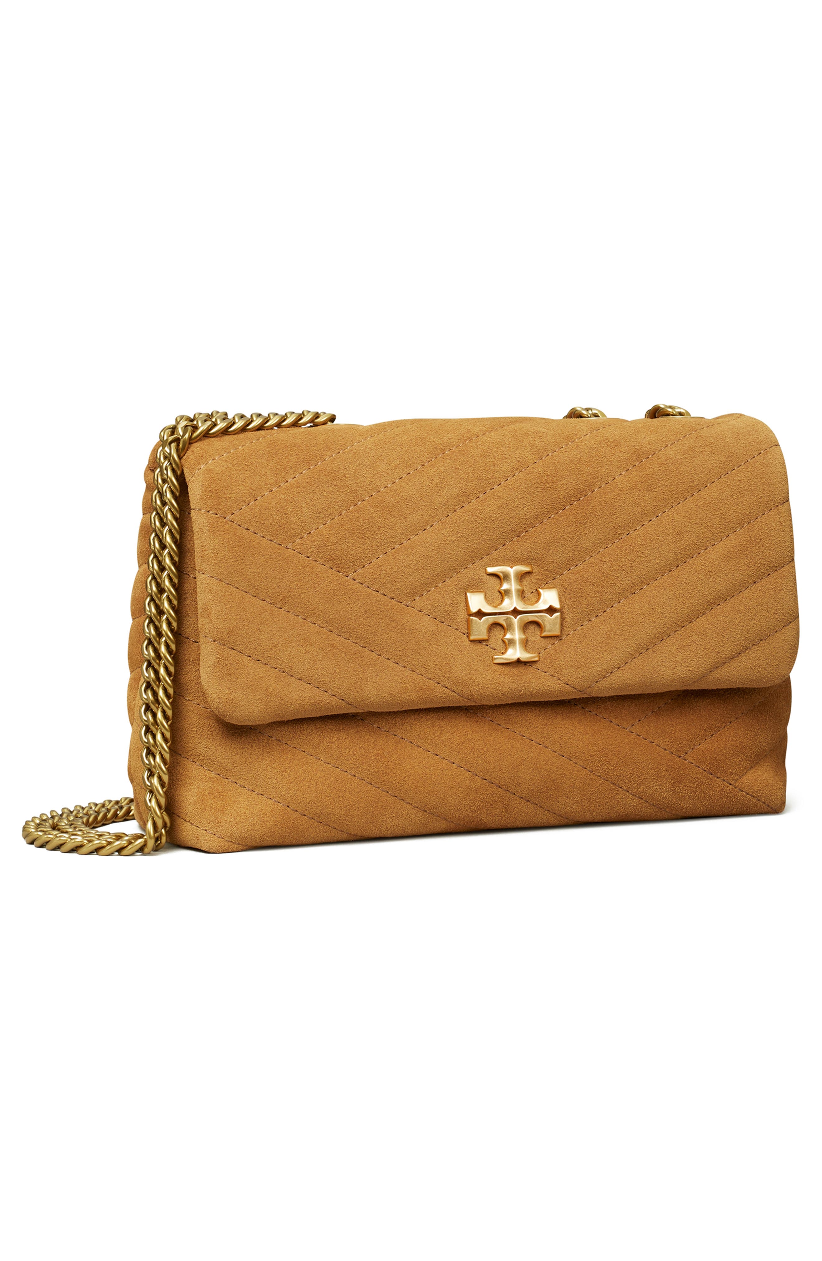 Tory Burch Small Kira Moto Quilted Suede Convertible Shoulder Bag, Alternate, color, 