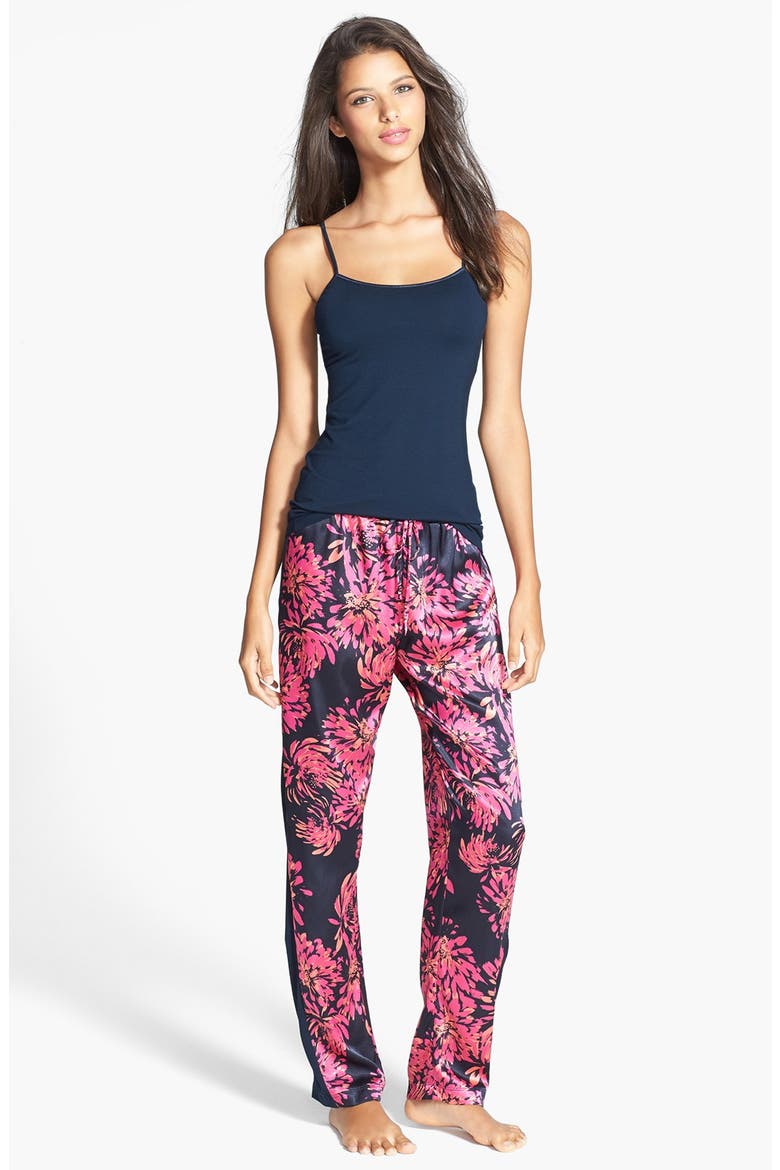 'Luxurious' Satin Pajamas, Main, color, ENCHANTED PETALS MIDNIGHT