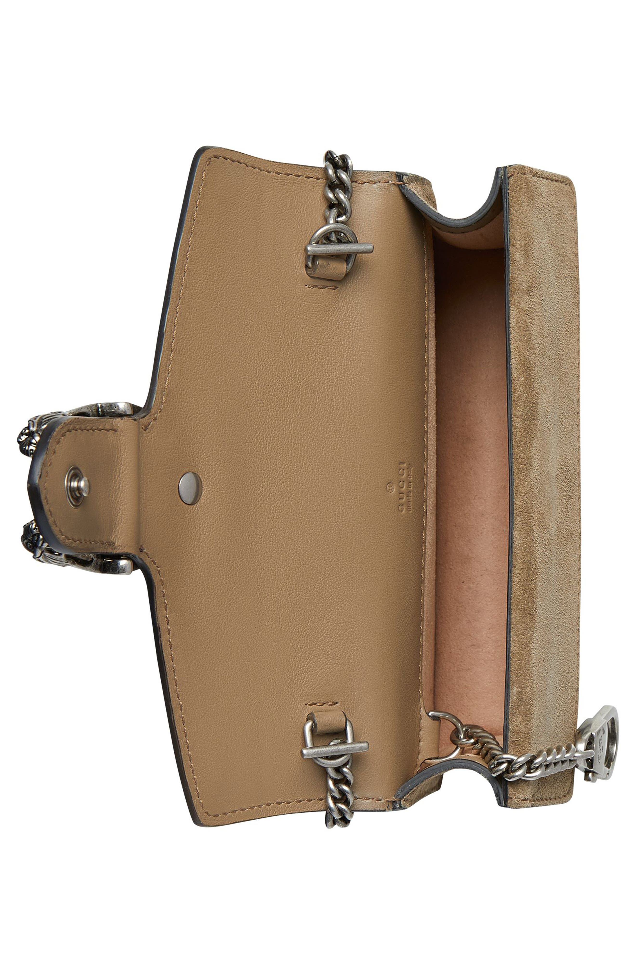 Gucci Super Mini GG Supreme Canvas & Suede Shoulder Bag, Alternate, color, 