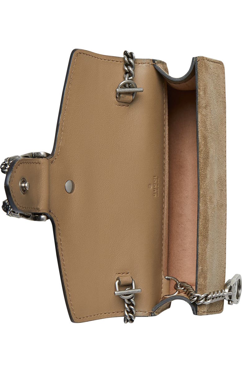 Gucci Super Mini GG Supreme Canvas & Suede Shoulder Bag, Alternate, color,