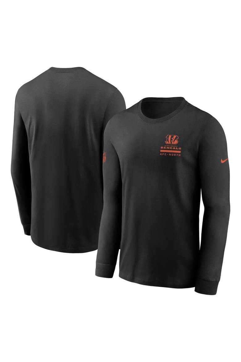 Men's Nike Black Cincinnati Bengals Sideline Performance Long Sleeve T-Shirt, Alternate, color, Black