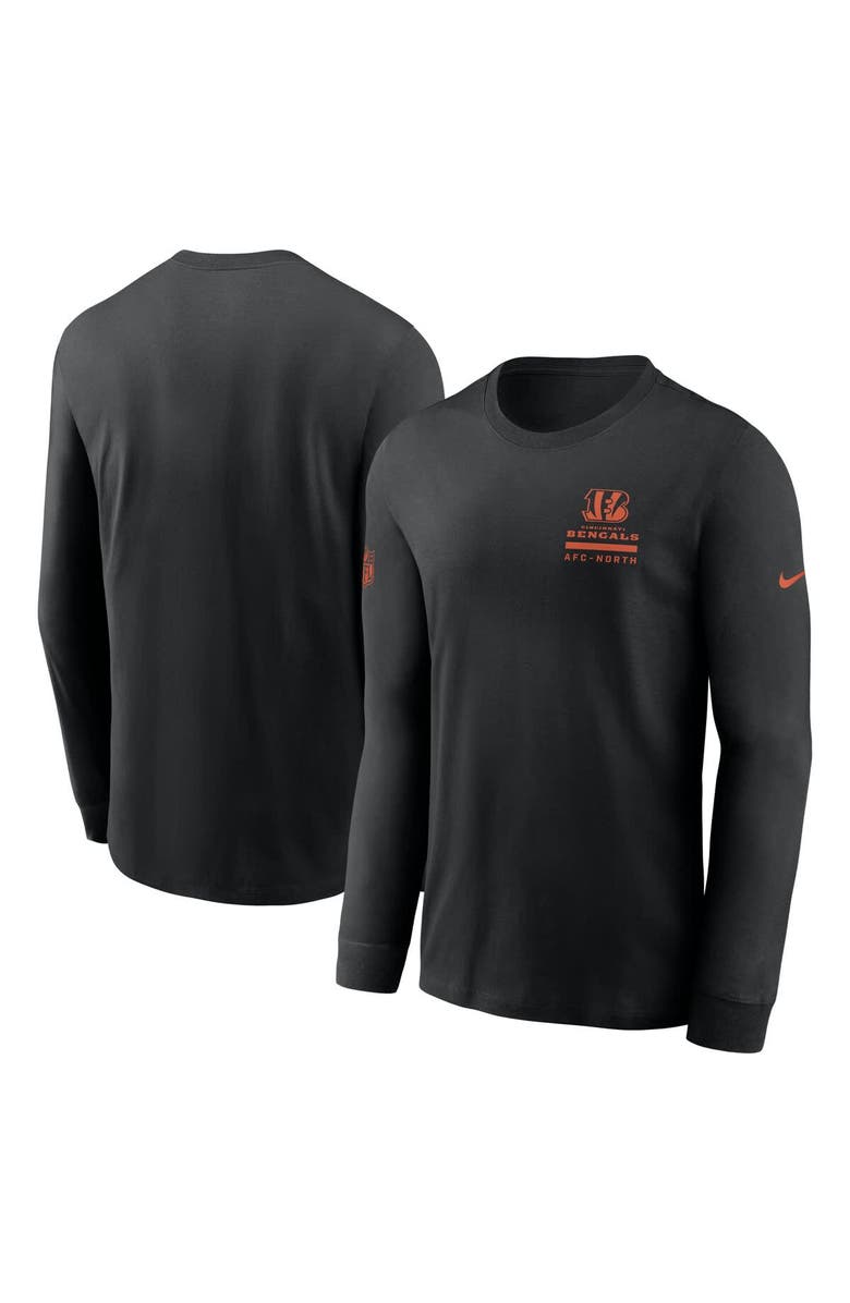 Nike Men's Nike Black Cincinnati Bengals Sideline Performance Long Sleeve T-Shirt, Alternate, color, Black