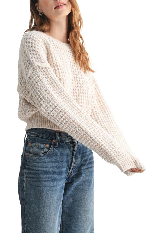 Lush Waffle Knit Crop Sweater In Neutral