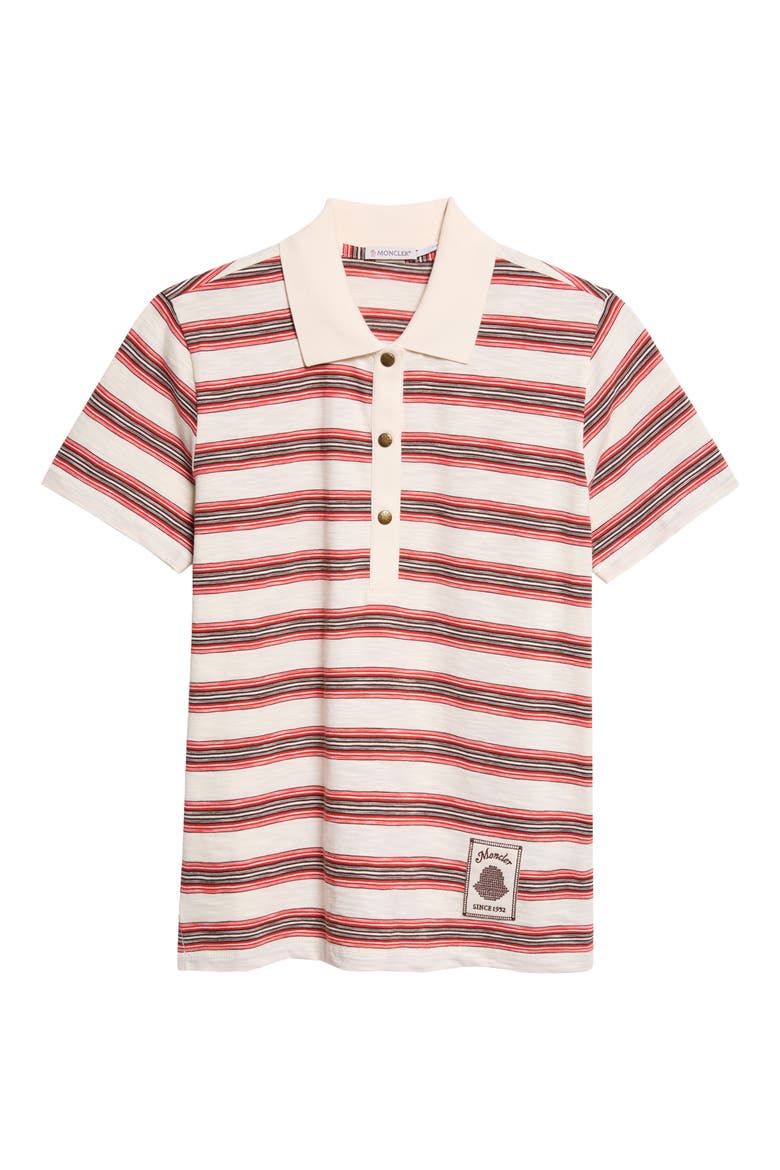 Stripe Polo, Alternate, color, WHITE/ RED