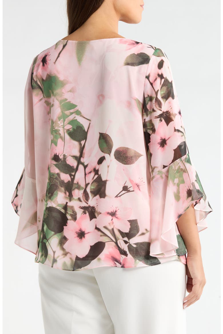 Print Flutter Sleeve Top, Alternate, color, VANILLA ICE MULTI