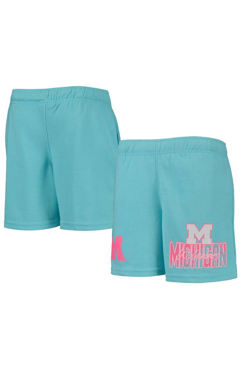 Outerstuff Youth Aqua Michigan Wolverines Super Fresh Neon Daze Shorts, Main, color, 