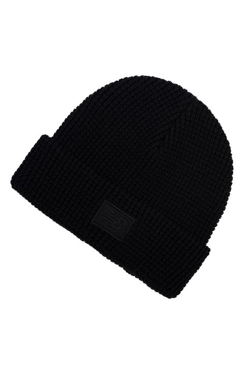 Patch Waffle Knit Beanie